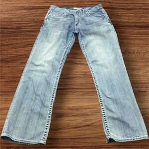 BKE Jake Bootcut Jeans Mens 33x30Light Wash Distress Blue Denim Retro Y2K Preppy